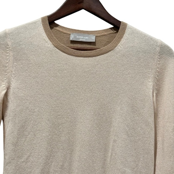 Everlane 100% Cashmere  Peach And Tan  Colorblock Sweater Women’s Size XXS - Picture 5 of 6